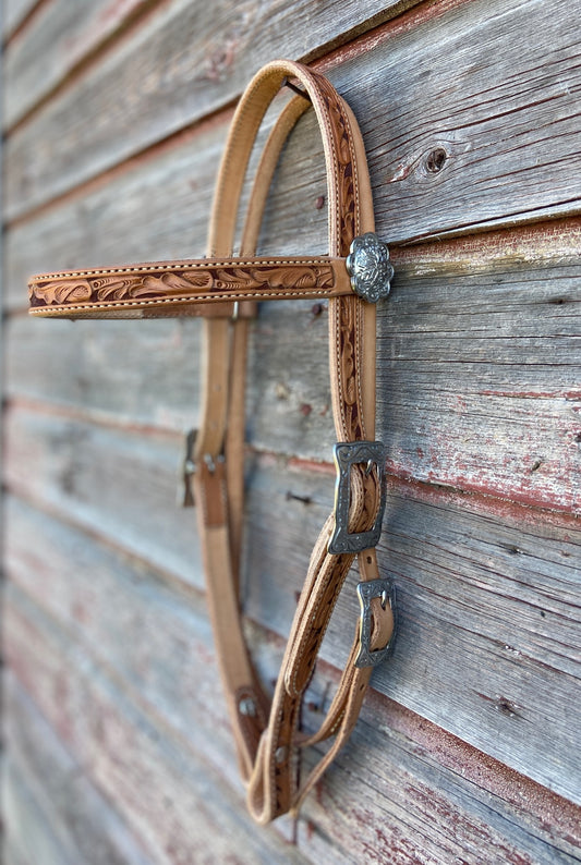 Carved browband headstall